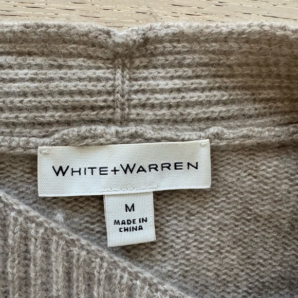 White+Warren Ribbed knit 100% cashmere sweater pockets M - Picture 4 of 5